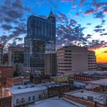 Colorful Sunset over PNC Plaza in Raleigh - January 27, 2014