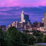 Pink and purple sunset over Raleigh from Dix Hill - August 22, 2008