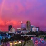 Rare rainbow from South Saunders Street with Pink Sunset and Raleigh - January 7, 2009