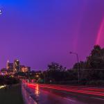 Rainbow with purple sky over Raleigh - July 27, 2012