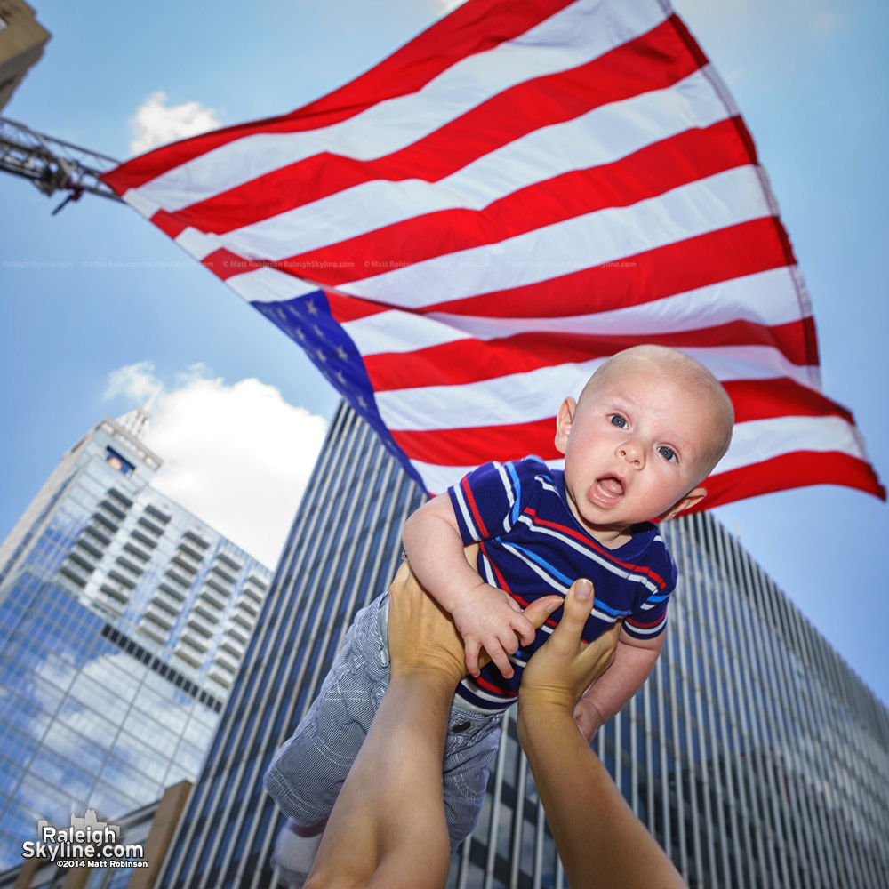 Oliver and the Fayetteville Street American Flag