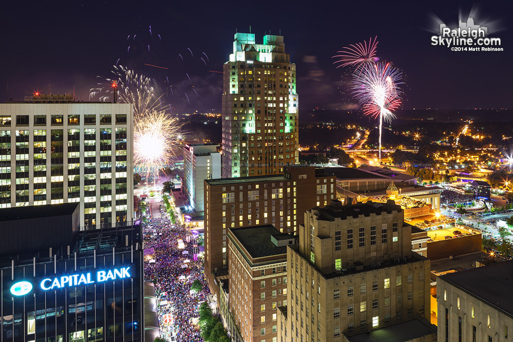 City watching on July 4th and Fireworks in Raleigh