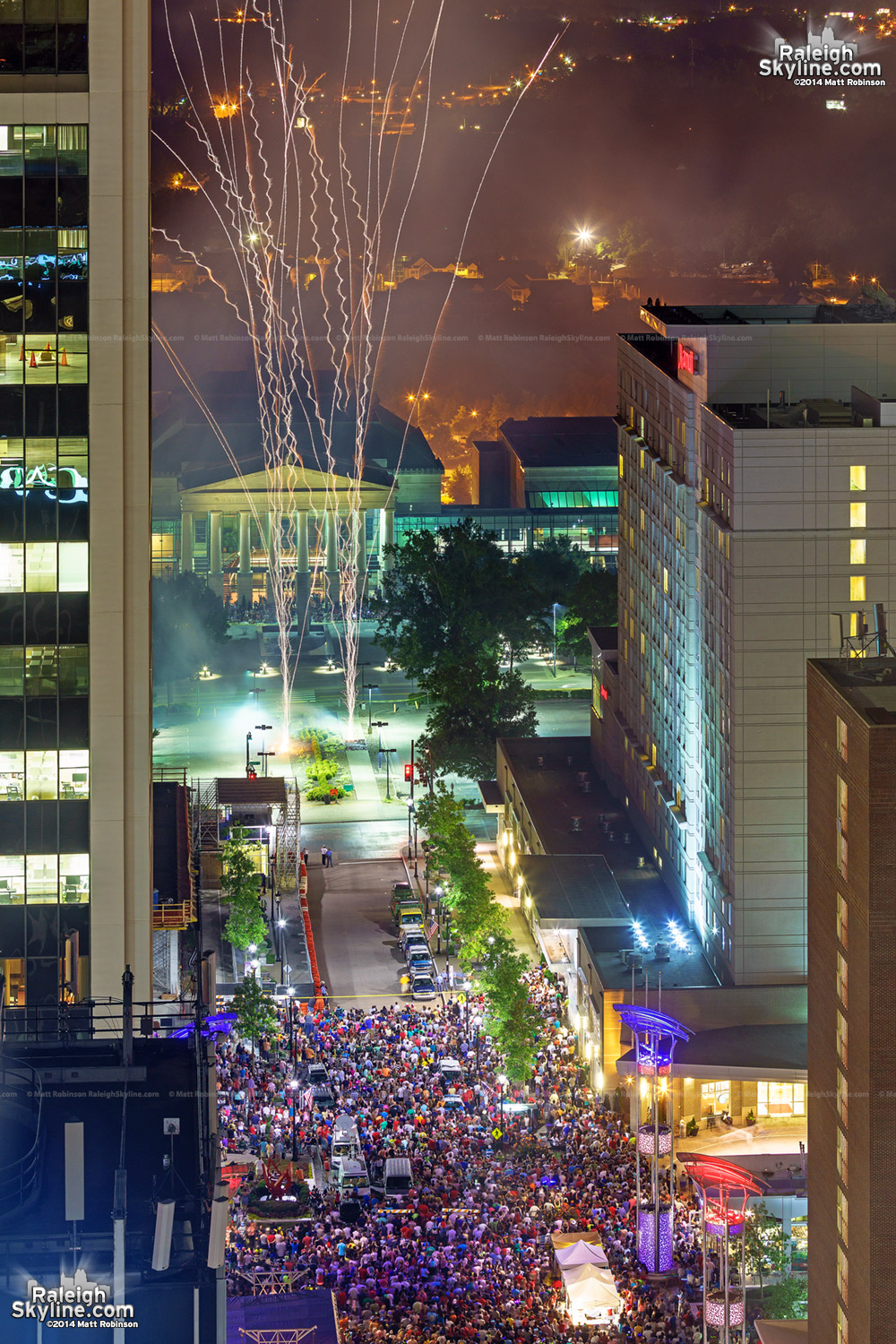 City watching on July 4th and Fireworks in Raleigh