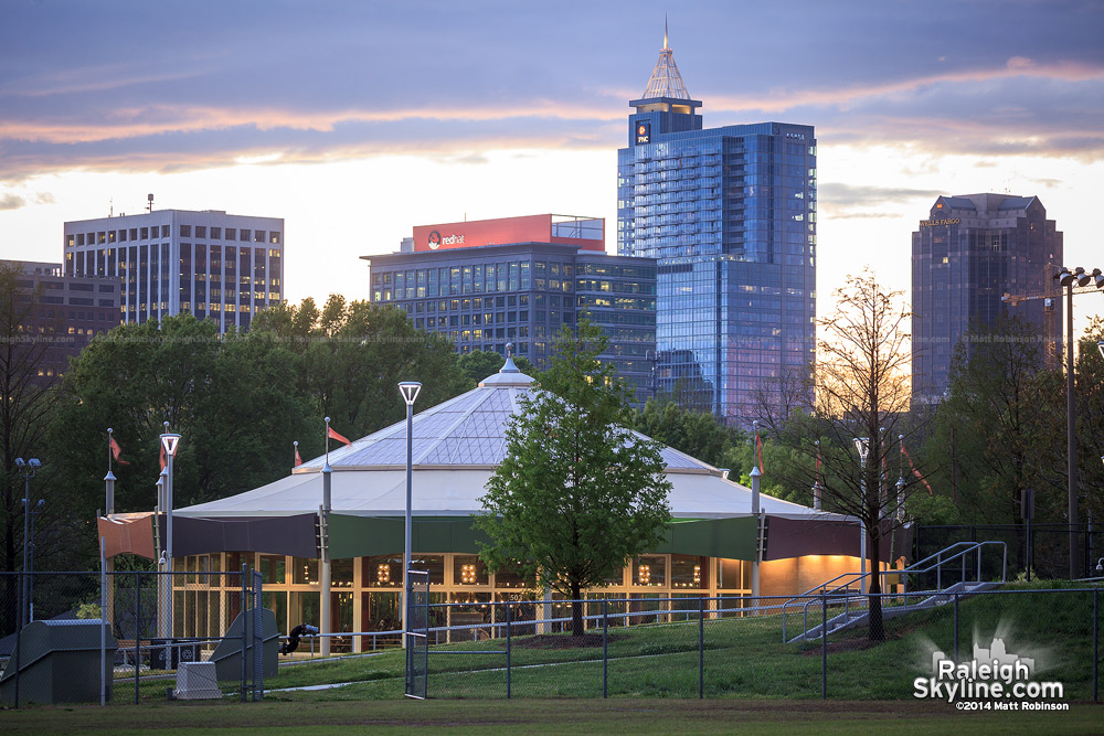 Chavis Park Carousel evening skyline