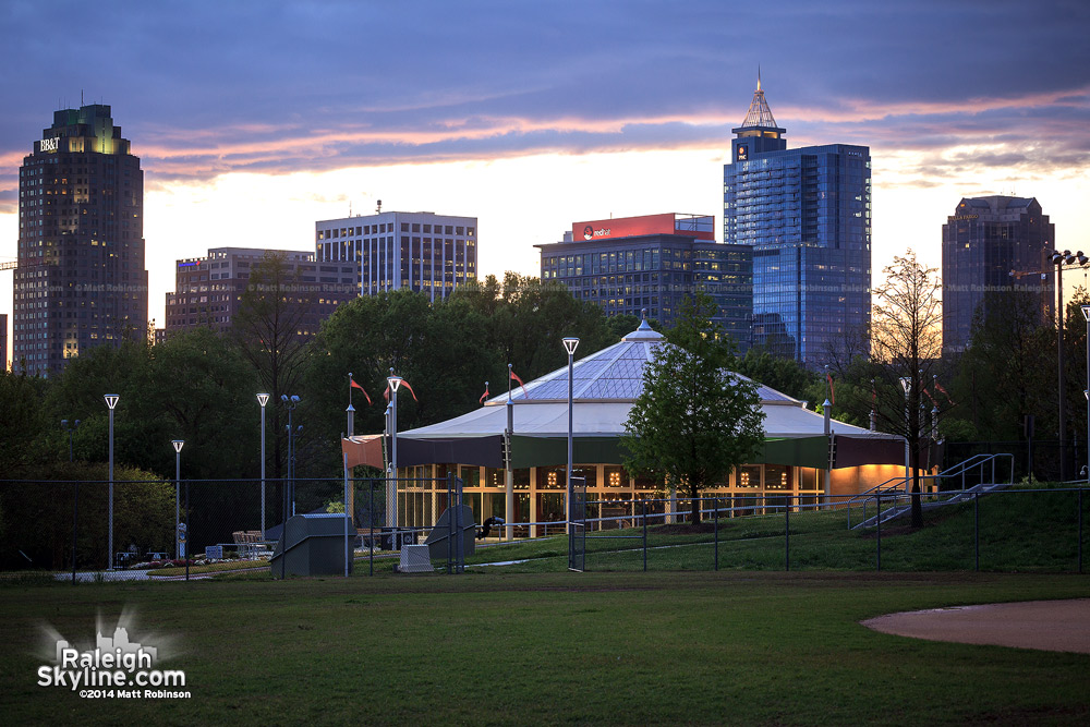 Chavis Park Carousel evening skyline