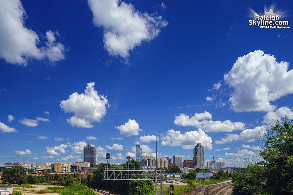 Fluffy clouds over Raleigh from Boylan Avenue