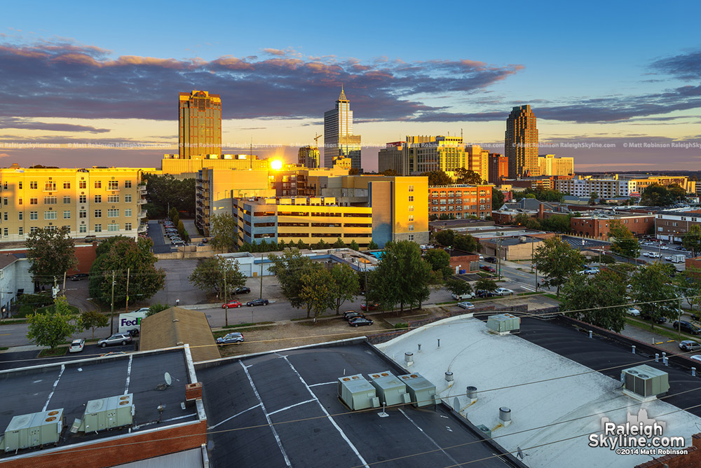 Downtown Raleigh Skyline at sunset from the Citrix Building