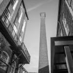 Black and White Caraleigh Mills Smokestack