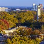 NCSU Bell Tower rises above fall foliage