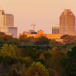 Lonnie Pool Golf Course view of Downtown Raleigh in the Fall