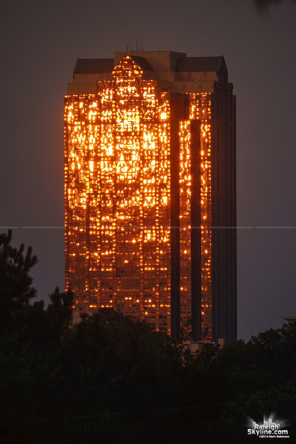 Sun reflections on Well Fargo Capitol Center