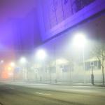 Purple fog at the Raleigh Convention Center Shimmer Wall