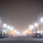 Nighttime fog on Fayetteville Street Raleigh