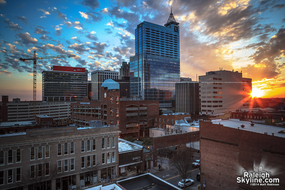 Sunset in Downtown Raleigh on January 27, 2014