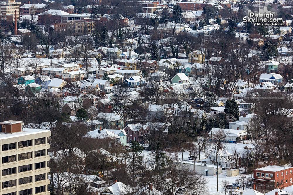 Raleigh's Oakwood neighborhood in the snow