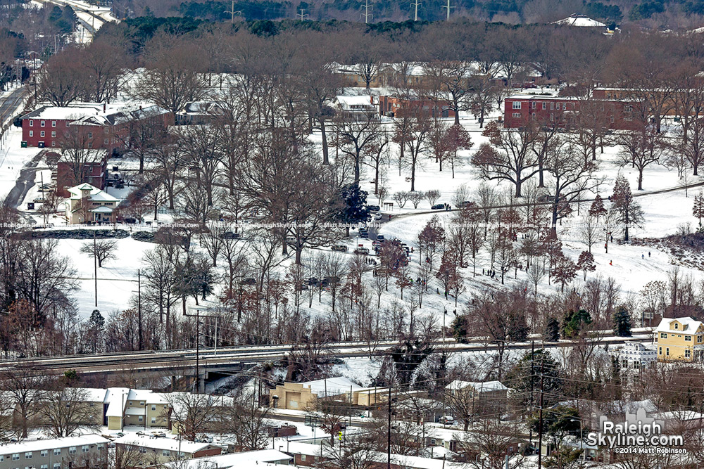 Sled riders at Dix from PNC Plaza