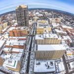 Fisheye of snow-cover over downtown Raleigh