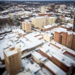 Tilt Shift Miniature Raleigh in the snow