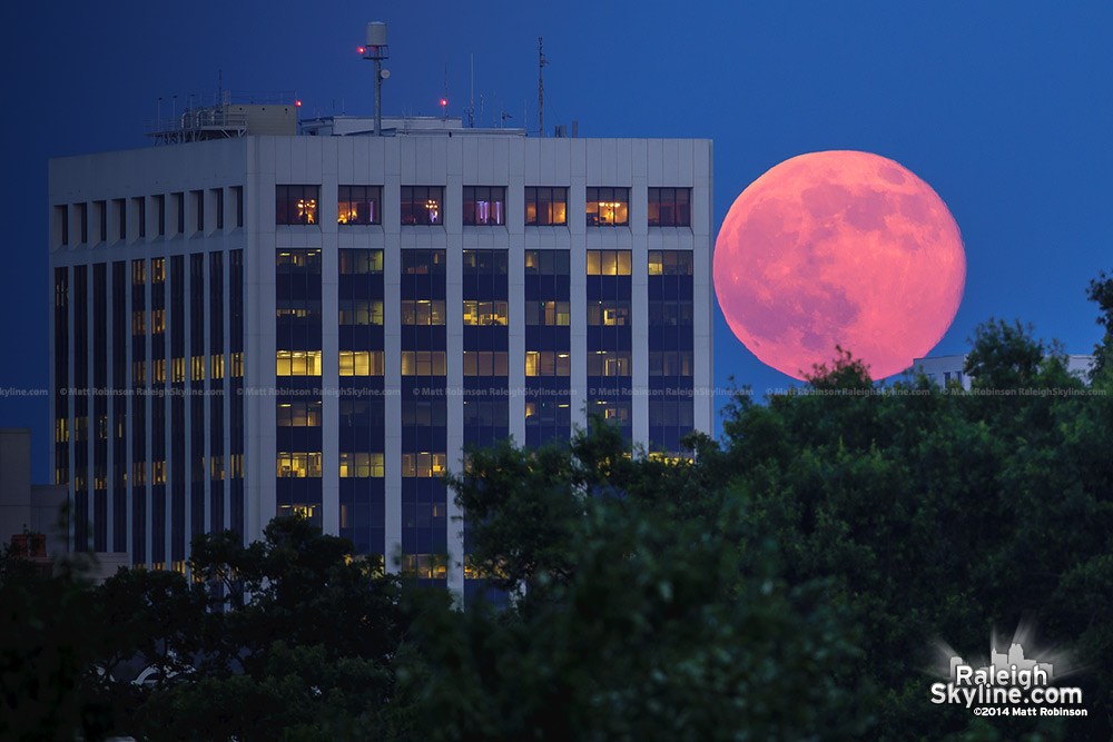 Supermoon rises next to Duke One Progress Plaza