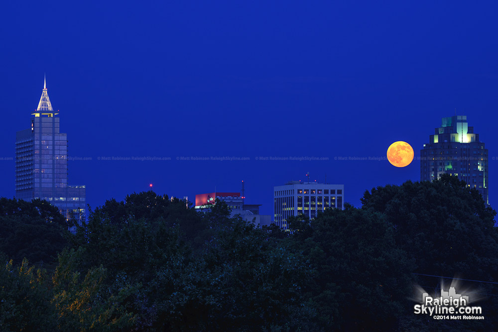 Supermoon and the Raleigh Skyline 2014