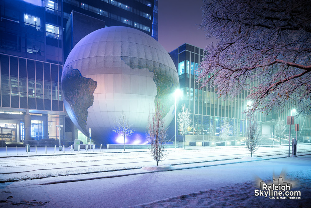 Nature Research Center Daily Planet covered with snow