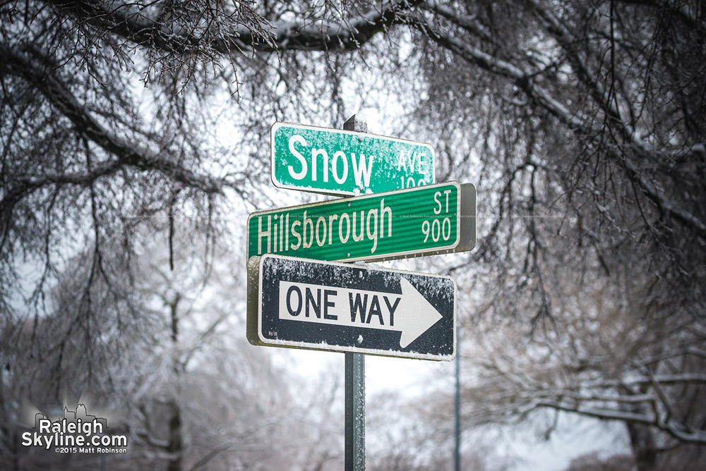 Snow and Hillsborough Street with snow