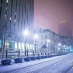 Fayetteville Street during heavy snow