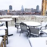 Snow covers the Brewpub with Raleigh