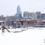 Raleigh skyline in the snow