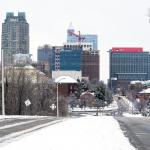 Wilmington Street Skyline view in the snow