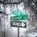 Snow and Hillsborough Street with snow