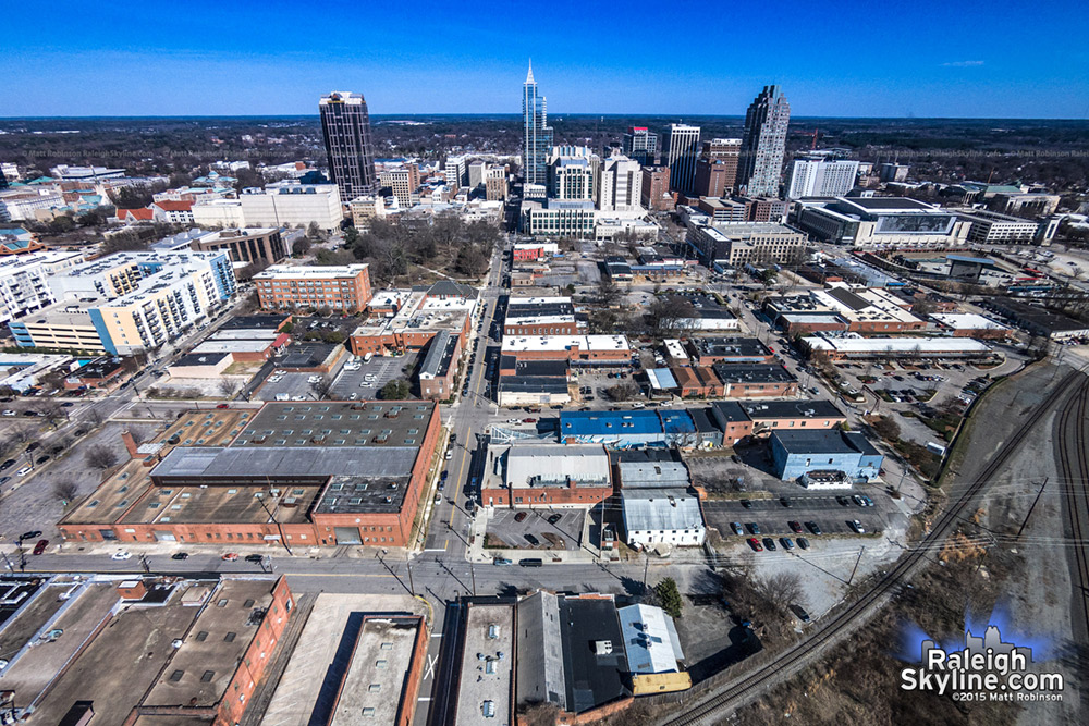 Aerial from the Raleigh's Warehouse District 