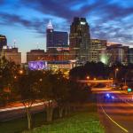 Raleigh skyline at sunrise in 2015