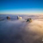 Downtown Raleigh rises above the fog