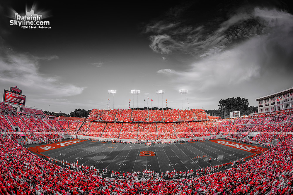 Black and White and Red Carter Finley Stadium NCSU Wolfpack Football game