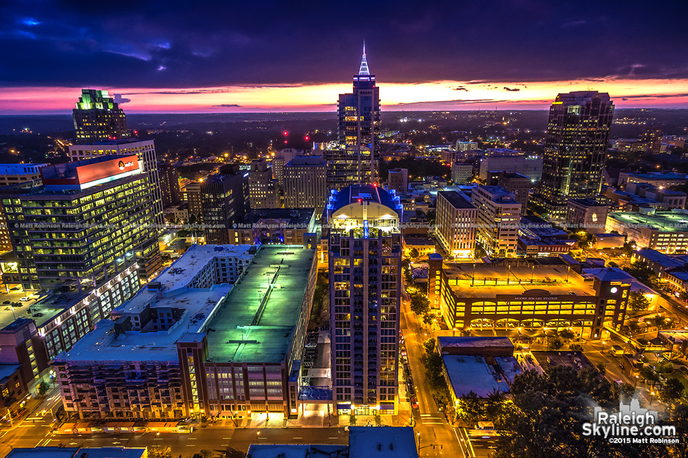 Sunset Aerial over Skyhouse Raleigh