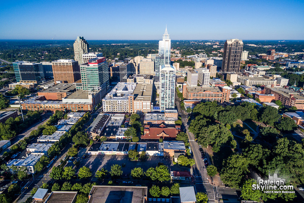 Morning Downtown Raleigh Aerial looking west