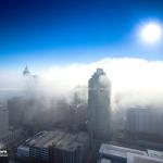 Half of Downtown Raleigh covered in fog