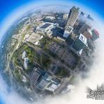 Globe view of Downtown Raleigh Fog