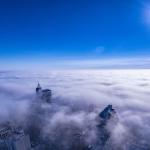 Surreal view of Downtown Raleigh and Fog