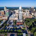 Morning Downtown Raleigh Aerial looking west