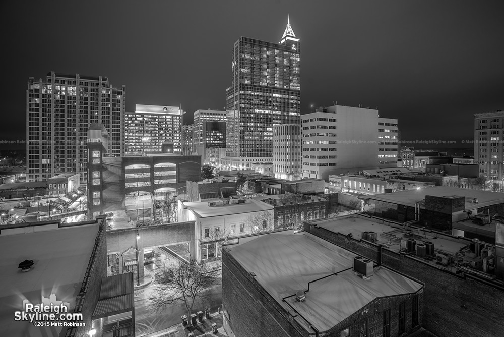 Black and White Raleigh at night