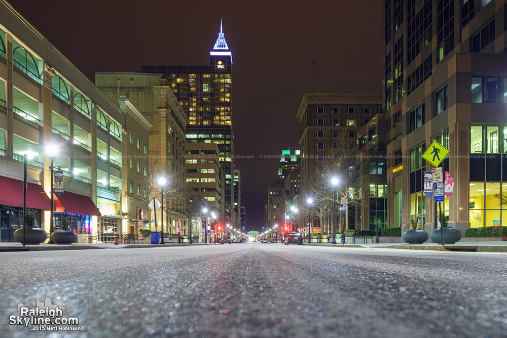 A quiet and icy Fayetteville Street