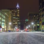 A quiet and icy Fayetteville Street