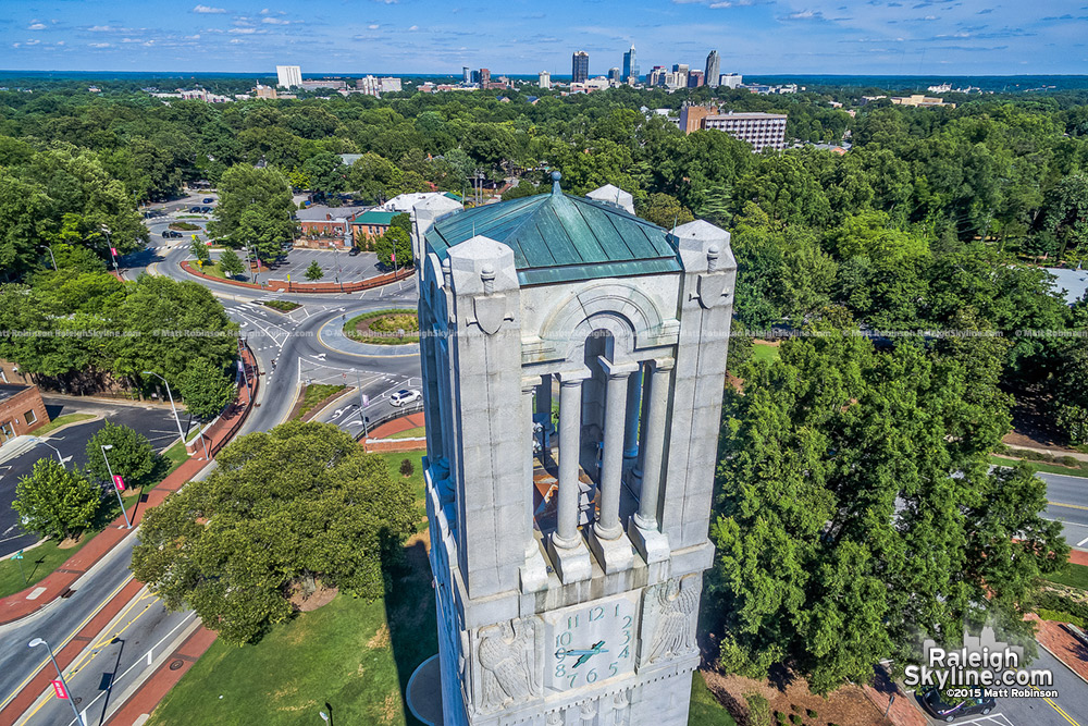North Carolina State Bell Tower with Downtown Raleigh