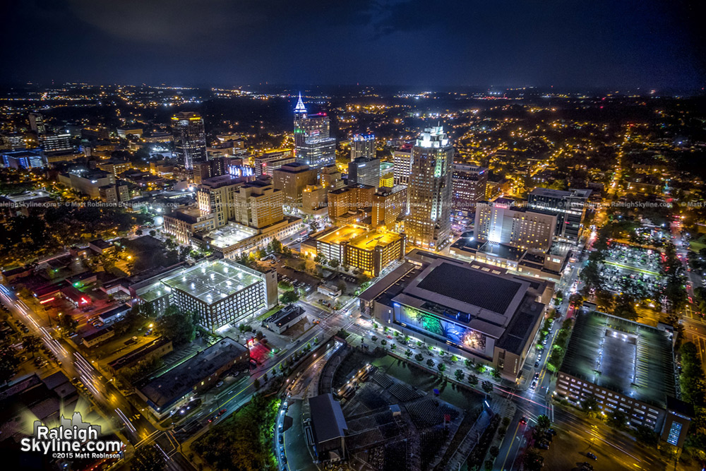 Raleigh aerial at night