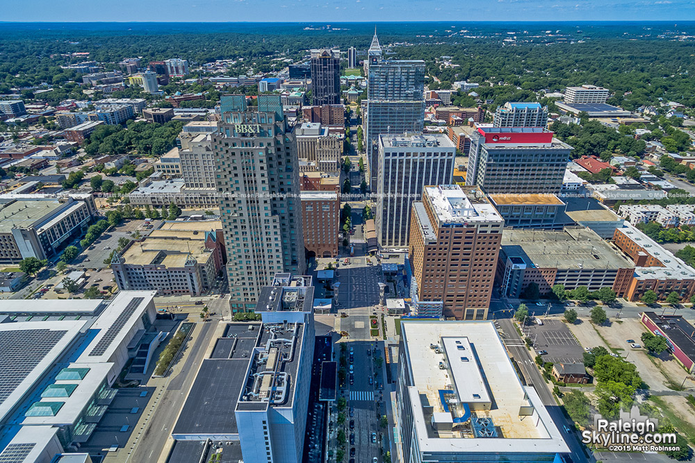 Sunny clear day over downtown Raleigh