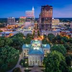 Aerial of Raleigh looking South over the NC Capitol Building