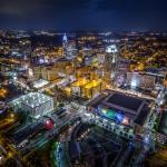 Raleigh aerial at night