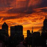 Vivid Sunset Behind Downtown Raleigh